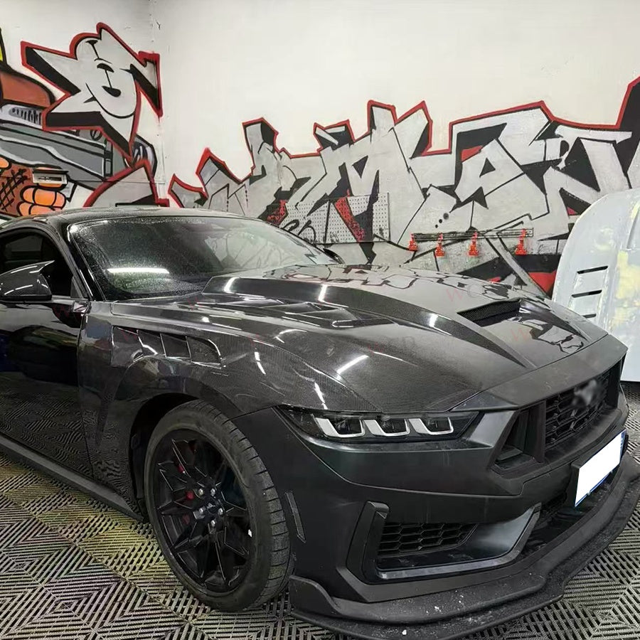 2024+ Mustang Carbon Fiber Hood Vented